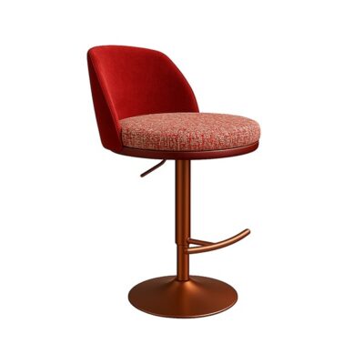 Red Fabric Swivel Stool with Adjustable Height