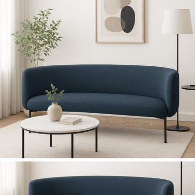 Modern Blue Fabric Office & Home Reception Sofa with Steel Inner Frame