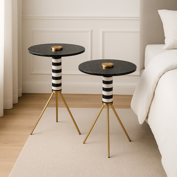 2-Piece Round Luxury Corner Tables with Glass Top - Image 4