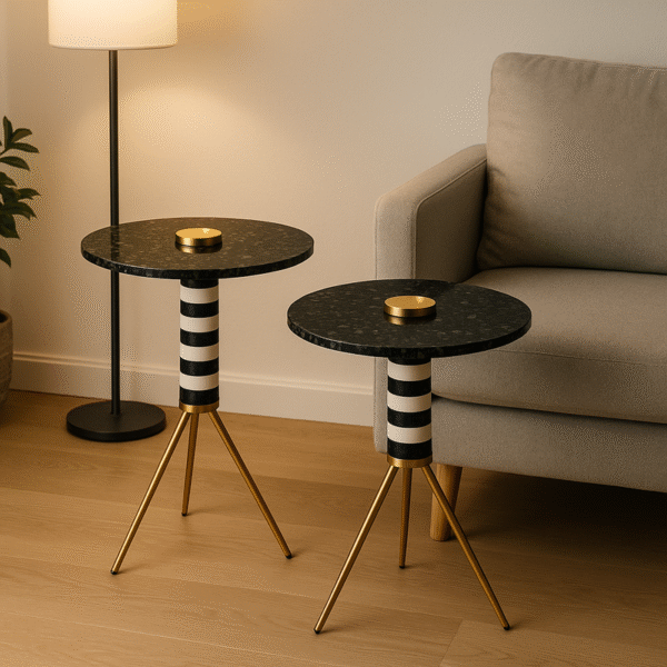 2-Piece Round Luxury Corner Tables with Glass Top - Image 5