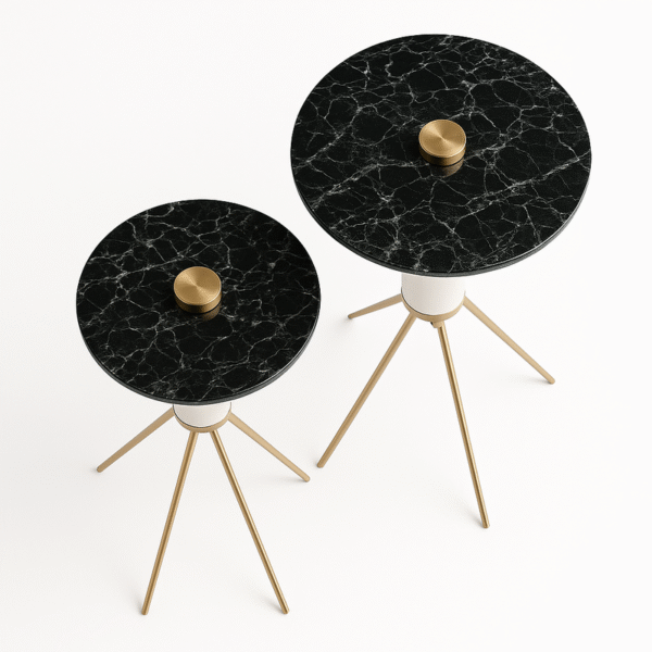 2-Piece Round Luxury Corner Tables with Glass Top - Image 7
