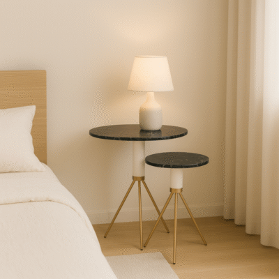 2-Piece Round Luxury Corner Tables with Glass Top