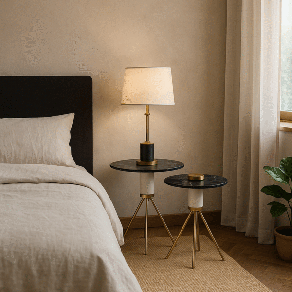 2-Piece Round Luxury Corner Tables with Glass Top - Image 11