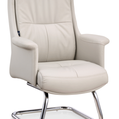 Visitor Office Chair – Leather Executive Guest Chair with Fixed Aluminum Base