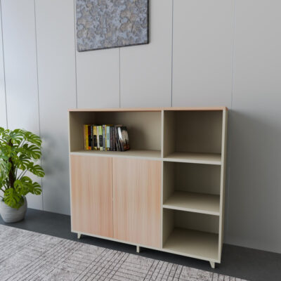 Manager Office Low Cabinet – Beige & Brown Finish