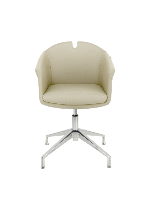 Premium Beige PU Leather Office Conference Chair without Wheels for Meeting Rooms