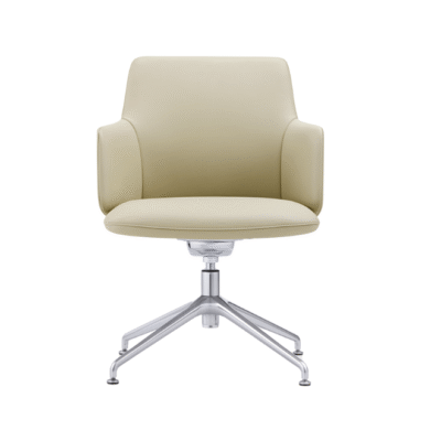 Premium PU Leather Conference Chair with Armrests & Fixed Base (No Wheels) for CEO Office