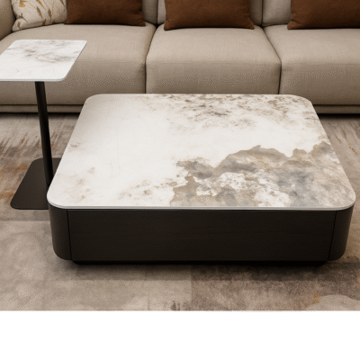Marble Coffee Table Set with Side Table
