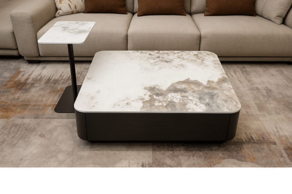 Marble Coffee Table Set with Side Table