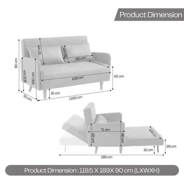 Palazzo Light Convertible Sofa Bed - Image 2
