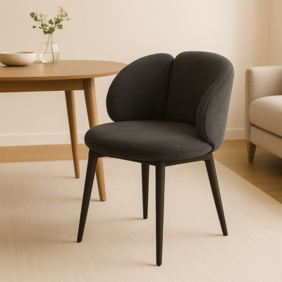 Modern Black Fabric Luxury Dining Chair with Metal Legs
