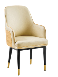Elegant Beige Upholstered Chair with Gold Accents