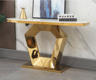 Stylish Hexagon Console Table with Gold Finish