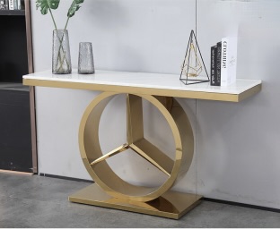 Stylish Gold and White Console Table for Modern Interiors