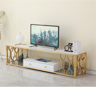 Elegant Gold and White TV Stand for Modern Living Rooms