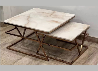 Stylish Nesting Coffee Tables with Elegant Marble Finish