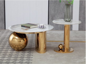 Elegant Marble Coffee Table Set - Modern Touch for Your Living Room