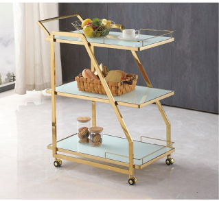 3-Tier Gold Bar & Serving Trolley