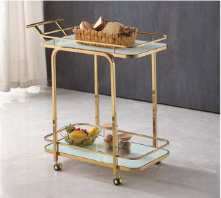 2-Tier Gold Bar & Serving Trolley