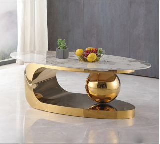Sleek and Modern Coffee Table with Golden Base