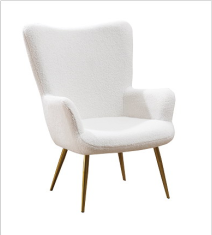 Cozy White Accent Chair with Gold Legs