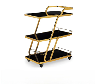 Sleek Gold Serving Trolley