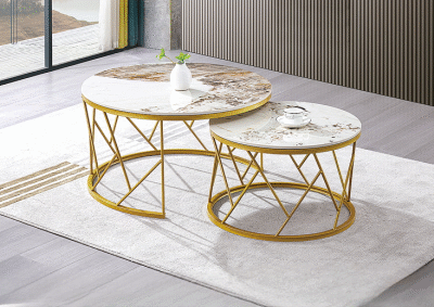Elegant Marble Coffee Table Set