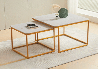 Square Marble Coffee Table Set