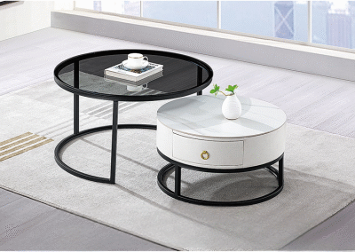 Round Glass Coffee Table Set