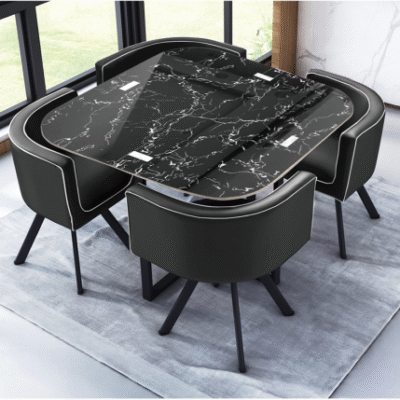 Orion Black Marble 4-Seater Dining Set