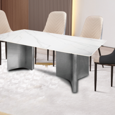 Sleek Marble & Steel Dining Set