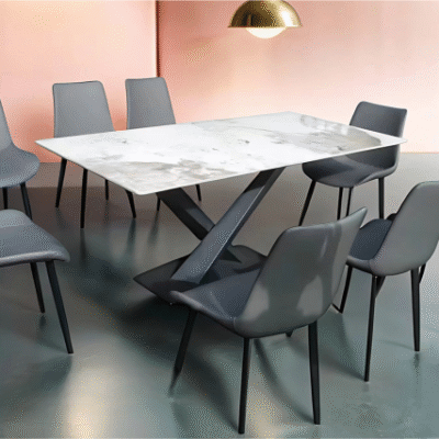 Contemporary Marble & Graphite Dining Set