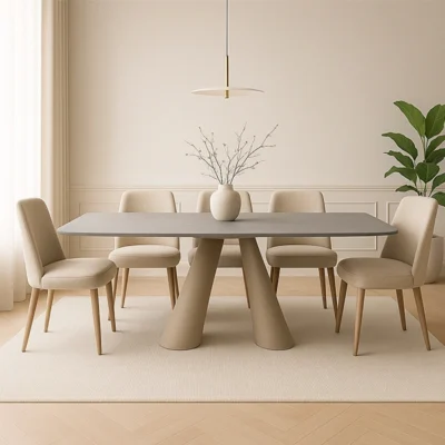 Luxury Expandable Marble Dining Table with Metal Legs